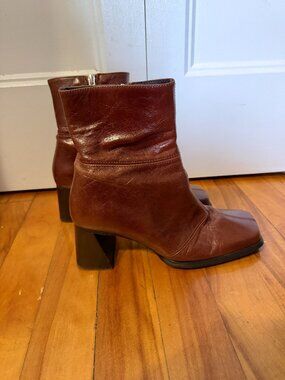 L'Intervalle Square Toe Brown Boots Size 38